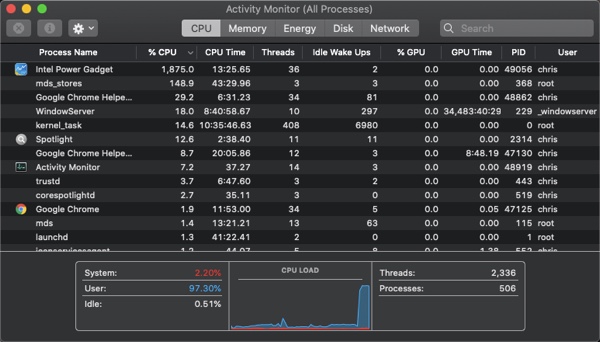 macOS Activity Monitor screenshot