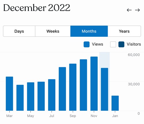 Build5Nines.com monthly traffic growth during 2022